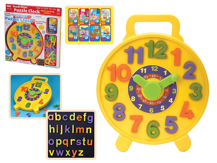 Preschool Toys - Teach Time Puzzle Clock With Learning Letters